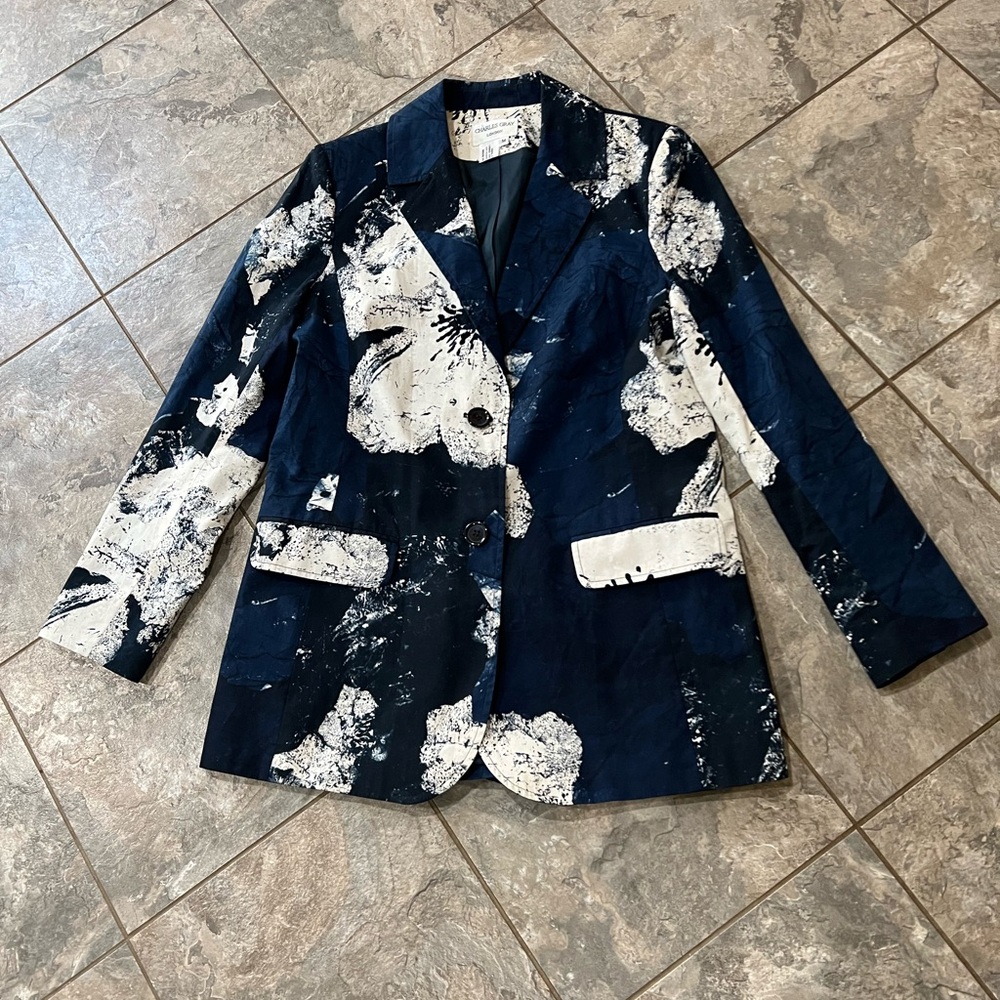 Charles Gray London Boyfriend Blazer Size M 100%cotton made in England